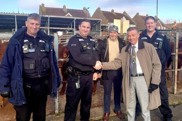 Mayor Cllr Holbrook with Rural Crime Policing Team and Cllr Neil Cleaver