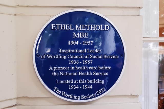 The new blue plaque at 11 Liverpool Terrace, Worthing