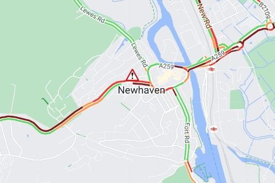 Three cars involved in A259 collision - traffic queueing in both directions