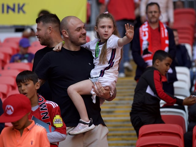 Crawley Town's fans back the boys at Wembley.