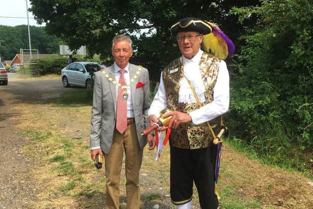 Mayor Cllr Paul Holbrook and Town Crier Terry Tozer at the Hailsham Allotment Society Open Day