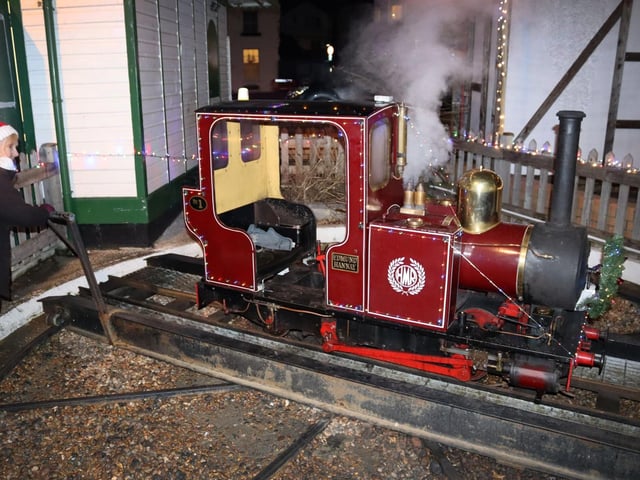Hastings Miniature Railway Christmas light train. Photo by Kevin Boorman.