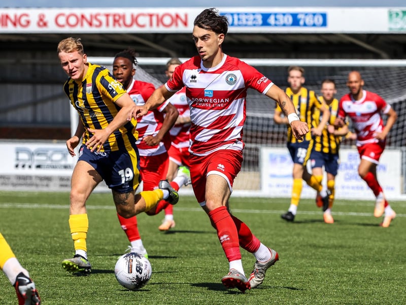 Action from Bath City's 2-1 win at Eastbourne Borough