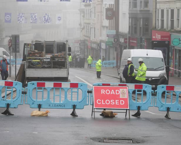 North Street in Brighton is closed due to a dangerous structure