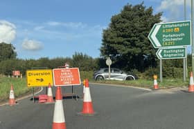 A burst water main forced the closure of A280 Long Furlong, on Friday (October 2), between the Clapham junction and the Findon roundabout. Photo: Eddie Mitchell