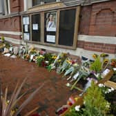 Floral tributes for the Queen at Eastbourne Town Hall (Photo by Jon Rigby)