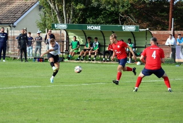 Action from Pagham v Eastbourne United in the FA Vase