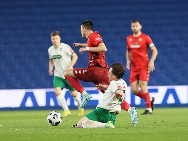 Action and celebrations as Worthing take on Bognor Regis Town in the Sussex Senior Cup final at the Amex Stadium - and win 8-7 on penalties