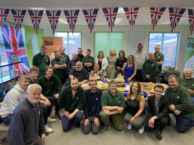 Cleaning chemicals company Bio-Productions in Burgess Hill enjoyed a sumptuous spread fit for a Queen on Wednesday afternoon (June 1). Managing Director, Angela Gill – joined by fellow directors Avonia Bridge and Phil Karn – thanked their hard-working team.