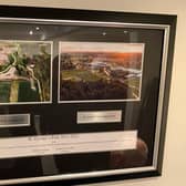 The framed photos presented to Jack Pearce to mark his work on the St George's Park project | Picture supplied