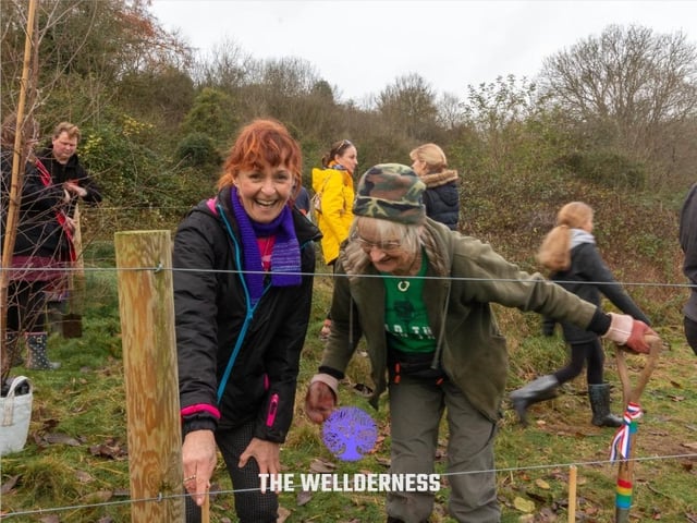 Planting the Queen’s Green Canopy Tree of Trees and 145 trees provided by South Downs National Park at Wild Heart Hill campsite in Findon on Saturday, November 26, 2022.
