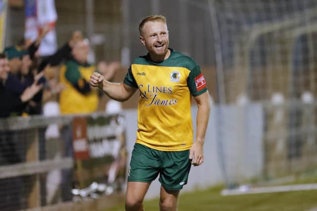 James Hammond after scoring to put Horsham two up in the replay | Picture: John Lines