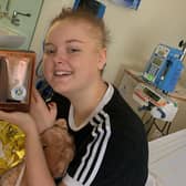 Lily Morris from Burgess Hill in hospital with presents from friends