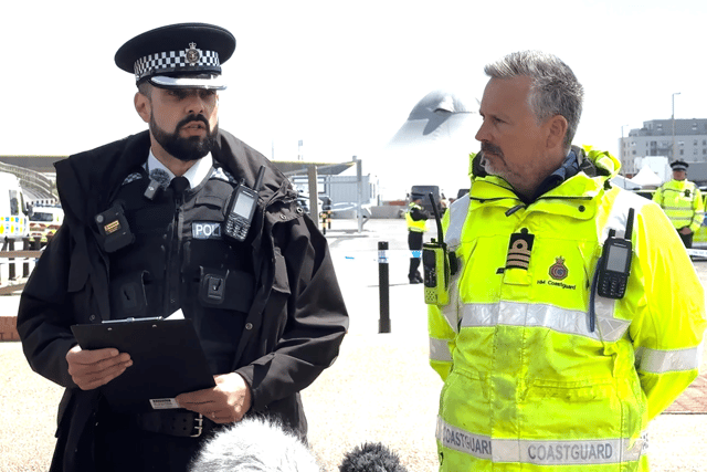 Sussex Police press conference. Still from video by Eddie Mitchell.