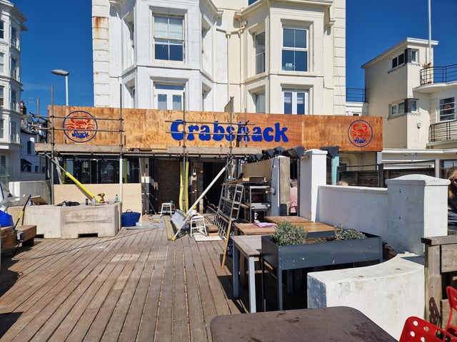 The CrabShack, when it was nearing the end of building work last month. Crabshack is a family owned and managed seafood restaurant right on the seafront.