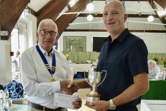 Kevin Harmond receiving the Best in Show Cup. Picture: Ferring Gardening Club
