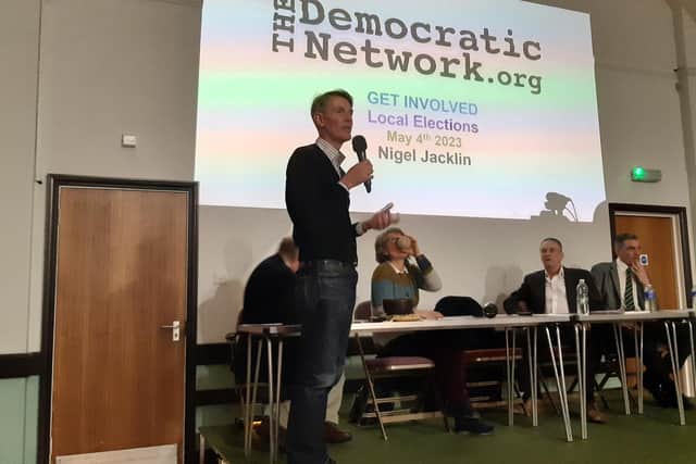 Nigel Jacklin at the Save Our Town meeting in Burgess Hill