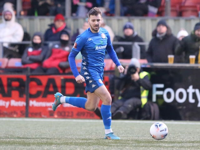 Action from Worthing's 2-0 National South win at Eastbourne Borough
