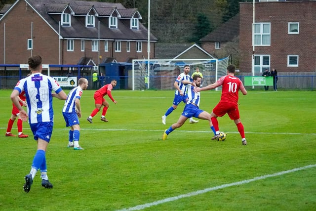 Action from Haywards Heath Town's win over Hythe Town in the Isthmian south east division
