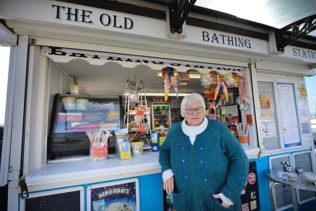 Stella Brennan-Wright outside her Old Bathing Station kiosk in Bexhill.
