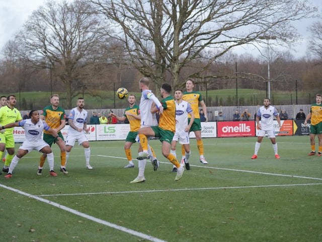 FA Trophy action between Horsham and AFC Totton