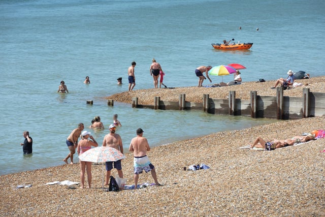 St Leonards seafront pictured during the heatwave on Saturday, August 13