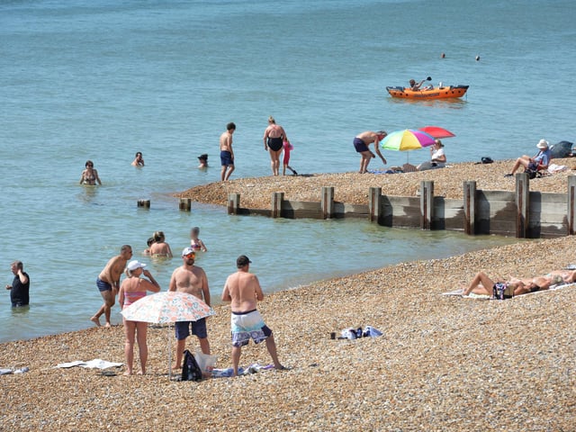 St Leonards seafront pictured during the heatwave on Saturday, August 13