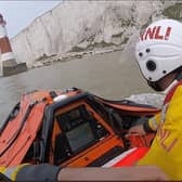 Crews from Eastbourne RNLI were called to help someone shouting for help near Beachy Head Lighthouse. Picture: Eastbourne RNLI