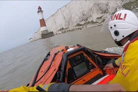 Crews from Eastbourne RNLI were called to help someone shouting for help near Beachy Head Lighthouse. Picture: Eastbourne RNLI