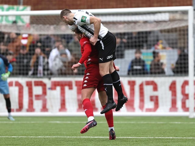 Action from Worthing's superb 3-0 win at home to Dartford in the National League South at Woodside Road