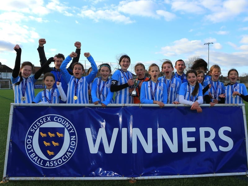 Worthing United u12s girls become County Cup champions in March 2022