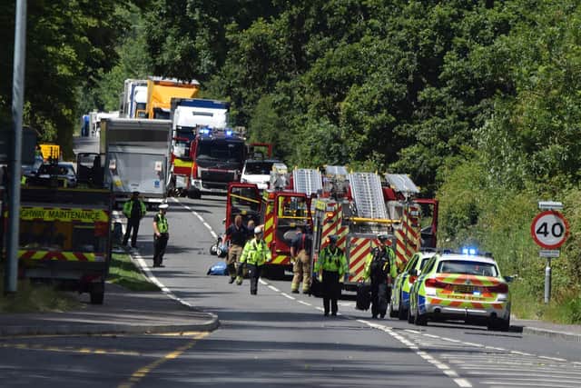 Emergency services by the collision on the A27 near Polegate