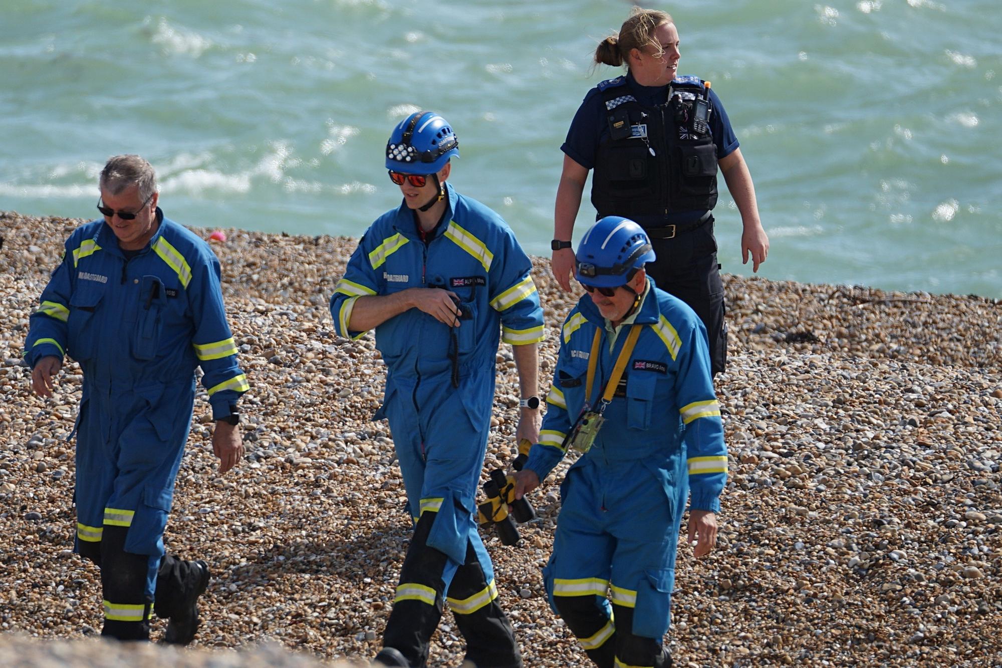 A Coastguard Rescue helicopter was seen landing at Seaford beach on Wednesday, August 7