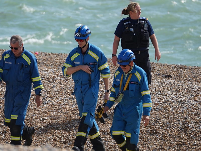 A Coastguard Rescue helicopter was seen landing at Seaford beach on Wednesday, August 7