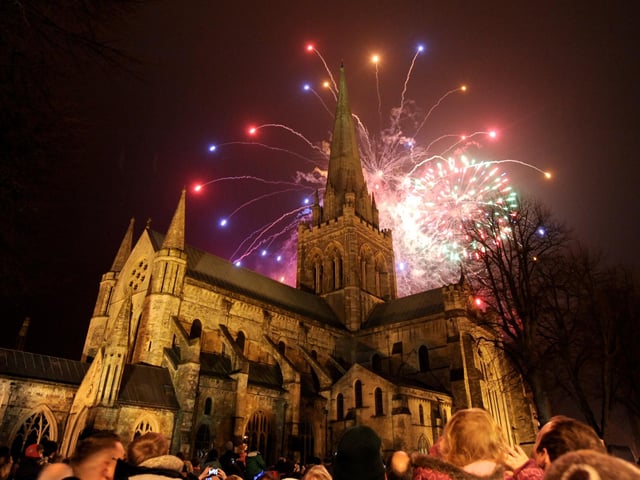Chichester Cathedral spire looking stunning as a backdrop to the fireworks in 2013