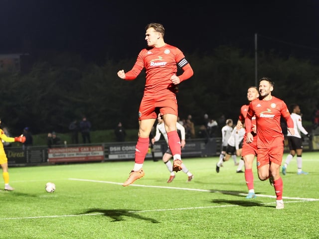 Action from Worthing's 3-1 home loss to Weymouth in National League South