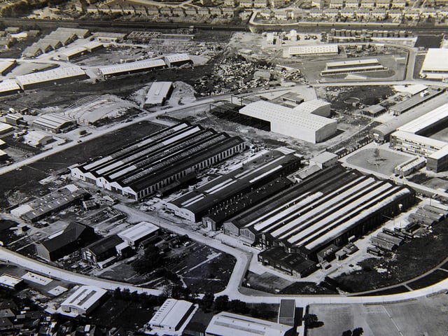 Lancing Carriage Works from the air in the 1960s