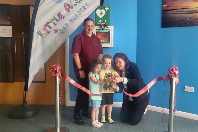 Little Acorns Day Nursery children help unveil new defibrillator
