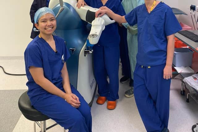 Consultant Samantha Hook and her team with the new Mako robotic arm. Photo: Nuffield Health Centre