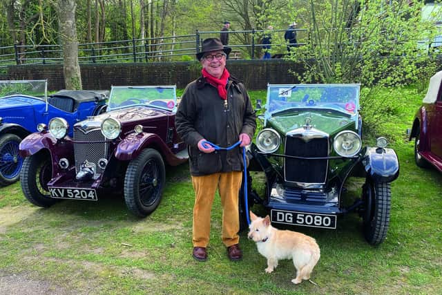 Rupert Toovey and Bonnie with their 1932 green Riley Gamecock.