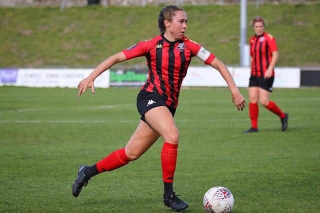 Rhian Cleverly is a centre back and Lewes WFC captain, player liaison and lifestyle officer