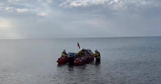 Two people were rescued by volunteers from Eastbourne’s RNLI at the weekend after they were cut off by the tide at Beachy Head. Picture: Eastbourne RNLI