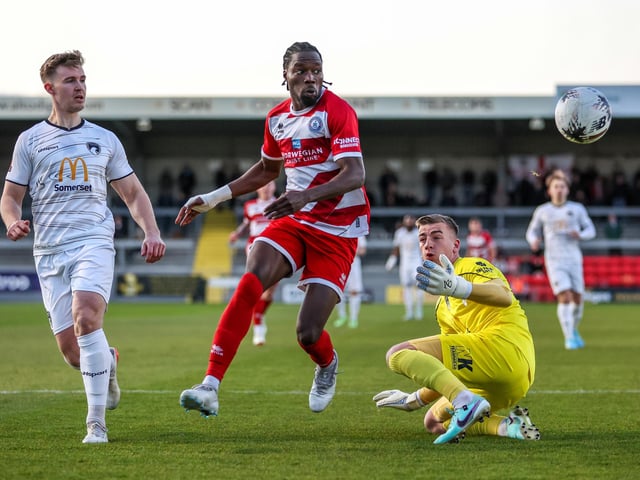 Action from Eastbourne Borough's visit to Weston-super-Mare in National League South