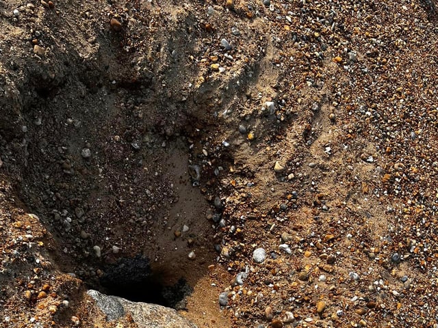 Sinkholes on Eastbourne beach