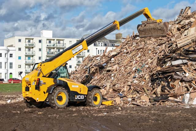 Littlehampton bonfire being built ahead of the big event on Saturday, October 24. Photo: Eddie Mitchell