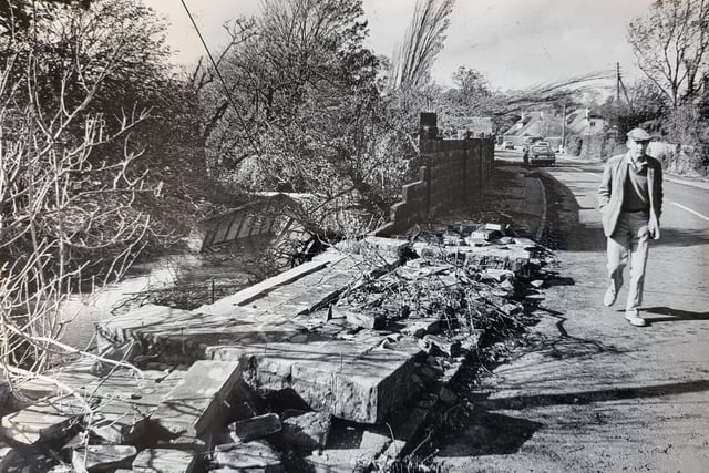 A demolished wall in Bramber - The Great Storm in Horsham