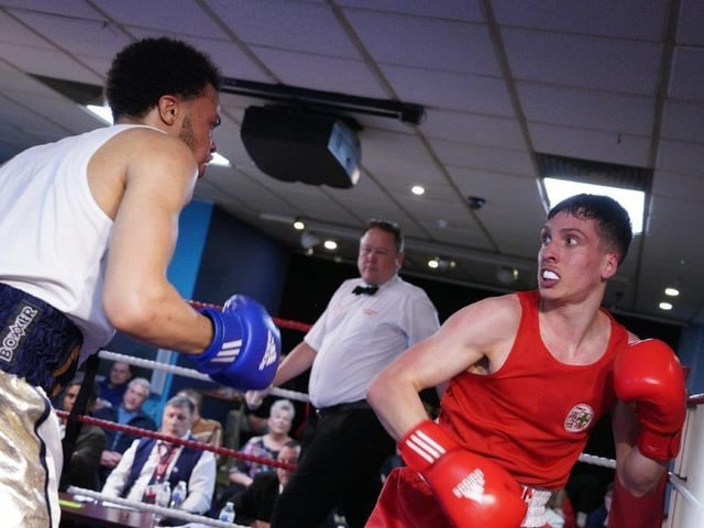 Action from Crawley's junior boxing squad at their annual blockbuster at the Goffs Park Social Club on Sunday. Picture by Max Spanner Photography