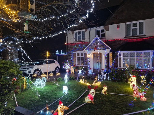 The animal-themed Christmas lights display at 22 Gorse Avenue, Worthing, has been put together by John Wollaston Landscapes and Property Maintenance to raise money for Wadars Animal Rescue Charity.