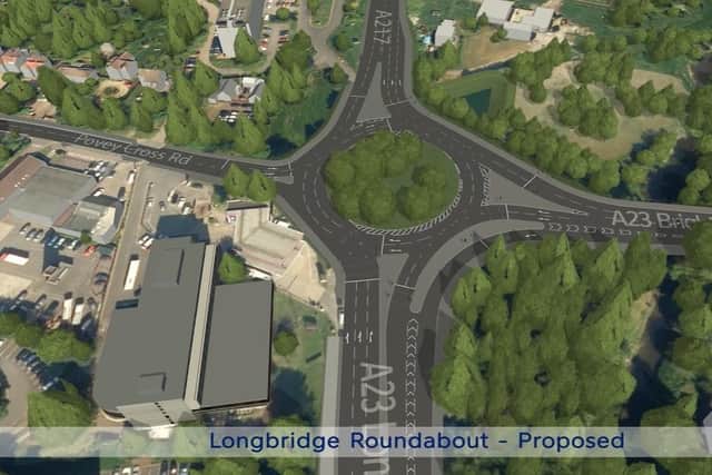The plans, incorporated into the airport’s extensive proposals, would see the development of two new flyovers separating local traffic from airport traffic, as well as improvements to the Longbridge roundabout in Horley, to add capacity and ease traffic flow
