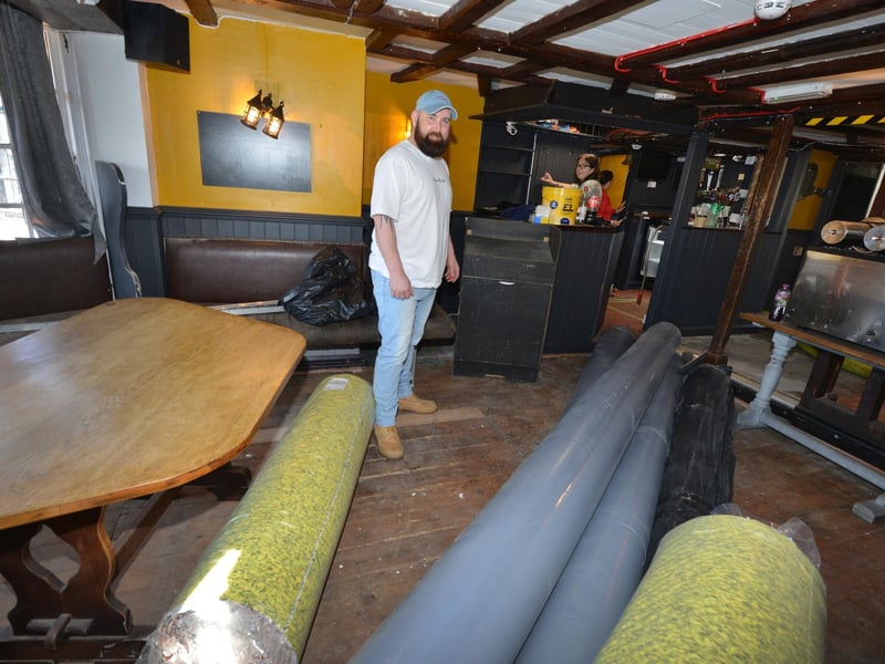 The New Inn in Sidley will reopen on Good Friday after the fire there in November 2024. New carpets are being fitted.